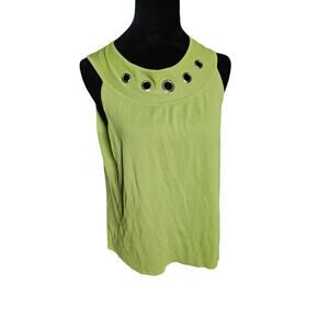 Sarah B. Studio Bright Green Ring 90s Style Tank Top Size Large